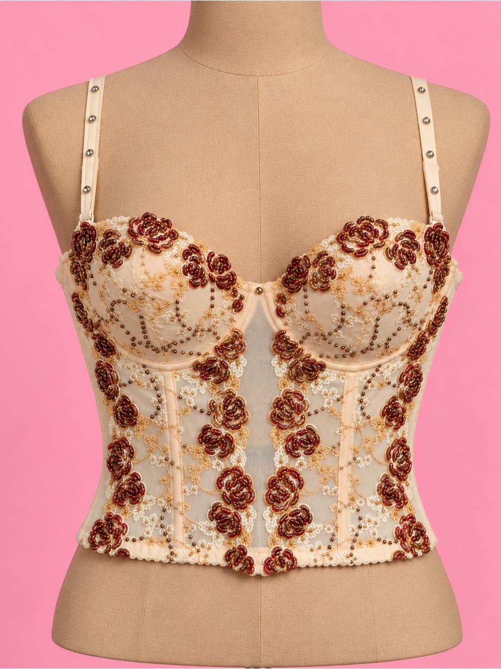 Y2K Marciano Beaded Corset Bustier 32B NWT ✨